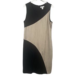 Christopher & Banks Faux Suede Sheath Sleeveless MIDI Knee Length Dress 14